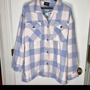 Blue and Cream Plaid Women's Jacket